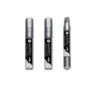 MARBEL - Lot de 3 Marqueurs Universels Pointe Rectangulaire Large 15mm Argent N°080 - DA0232015080Cpack