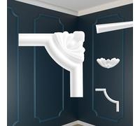 MARBET DESIGN Lambris - Décorations murales segmentées Polystyrène expansé - Panneaux de Revêtement Mural en Caisson avec Segments de Moulures Ornementales (NE-27-02D 110x110 mm, 4 Pièces)