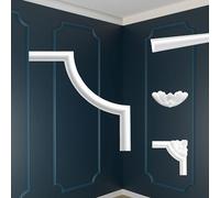 MARBET DESIGN Lambris - Décorations murales segmentées Polystyrène expansé - Profils plats de moulure, profil de mur, caissons de mur, décoration d'espace (NE-19-02D 160x160 mm, 4 pièces)