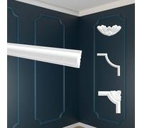 MARBET DESIGN Lambris - Décorations murales segmentées Polystyrène expansé - Profils plats de moulure, profil de mur, caissons de mur, designs élégants (E-27 23x11 mm, 20 mètres)