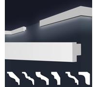 MARBET DESIGN moulures XPS polystyrène blanc - éclairage indirect LED moulures murales profilés E-plinthes - (20 mètres / 10 plinthes E-44)