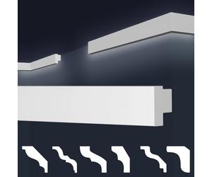 MARBET DESIGN moulures XPS polystyrène blanc - éclairage indirect LED moulures murales profilés E-plinthes - (20 mètres / 10 plinthes E-44)