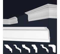MARBET DESIGN Moulures XPS Polystyrène Blanc - Finition Plafond E - (50 Mètres / 25 Pièces E-35)