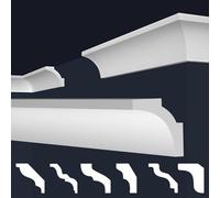 MARBET DESIGN moulures XPS polystyrène blanc - moulures de plafond finition plafond moulures E - (50 mètres / 25 moulures E-12)