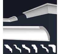 MARBET DESIGN moulures XPS polystyrène blanc - moulures de plafond moulures de finition de plafond moulures E - (50 mètres / 25 moulures E-43)
