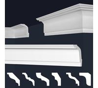 MARBET DESIGN Moulures XPS Polystyrène Blanc - Moulures de Plafond Stuc E - (180 Mètres / 1 Paquet E-32)