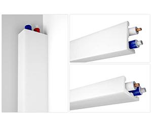 Marbet Design Plinthes d'angle Cache-rideaux 12x6cm XPS Styropor Profilé en L Revêtement de tube, EK-1 (20 mètres) Couverture de tube Tuyaux de chauffage blanc Couverture de revêtement