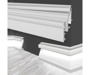 MARBET DESIGN Plinthes en plastique HDPS blanc - Profil de plinthe de 2 mètres, Plinthes de finition pour plinthes de sol, Moulures de sol, Canaux de câbles (HF-3 109x22 mm, Échantillon)