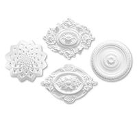 MARBET DESIGN Rosace de plafond en polystyrène expansé - Rosace de plafond blanche, élément décoratif, stuc (R-06, Ø 30cm) décoration murale chambre à coucher Rosace ronde