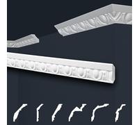Marbet moulures de plafond blanc paquet économique en polystyrène EPS - moulures à motifs, design traditionnel - (2 mètres B-02) profilé en polystyrène cornière profilé mural