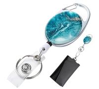 Marble Badge Reels Retractable - Stylish Holder With Smooth Pull Cord And Clip, Provides Secure Hold For Keys Cards ID Tags | Perfect Office Accessory Nurses Teachers Students Everyday Work Us