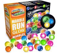 Marble Genius Billes Glow Marble Run - 50 Billes (12 Lumineuses/Clignotantes, 12 Lueur en Verre et 26 Lueur en Plastique) + lumière LED Incluse