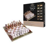 Marble Hives Jeu d'échecs de luxe en marbre de 30,5 cm - Échiquier en marbre pour adultes - Échiquier classique pour adultes avec planche en pierre fabriquée à la main et pièces d'échecs en marbre -