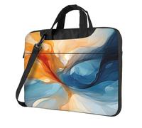 Marble Line Housse de protection antichoc pour ordinateur portable de 15,6" avec bandoulière - Motif marbre bleu orange, multicolore, 14 inch