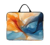 Marble Line - Housse pour ordinateur portable de 14 pouces - Sac pour ordinateur portable en marbre bleu et orange - Sac de transport résistant à l'eau et aux chocs pour ordinateur portable