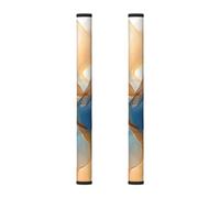 Marble Line Lot de 2 housses de poignée de porte de réfrigérateur en marbre bleu orange pour réfrigérateur, micro-ondes, cuisinière, four, lave-vaisselle