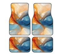 Marble Line Lot de 4 tapis de voiture universels antidérapants pour SUV, camionnette, camion, berline Bleu et orange