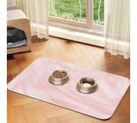 Marble Pattern White and Pink Marble,Waterproof Pet Feeding Mat,PU Leather Placemats for Cat Dog Water Bowl,Food Mats,40x60cm