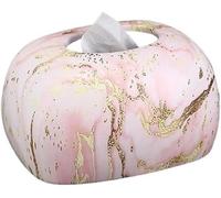 Marble-patterned Elegant Pink Ceramic Living Room Tabletop Adorned With A Stylish Tissue Holder