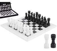 MARBLE RANGE Jeu d'échecs en marbre Fait Main de 12 inches avec boîte, pièces et 2 Dames. Élégant Jeu de Voyage pour Adultes, idéal comme Cadeau ou décoration d'intérieur