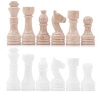 MARBLE RANGE Lot de 32 Figurines d'échecs en marbre Verona et Blanc de 8,9 cm Faites à la Main, fabriquées pour Jeux de société, idéales pour Les Voyages