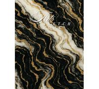 Marble Sketchbook - Black, White & Gold: Large 8.5×11 Drawing Book with Premium Marble Cover