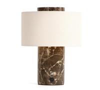 Marble Table Lamp, Rechargeable Cordless Bedside Lamp with Touch Control & Stepless Dimming, Linen Shade Decorative Lamp for Bedroom, Living Room, Nightstand & Bookshelf, Dark Brown(Dark Brown)