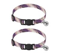 Marble Veins Lot de 2 colliers décoratifs pour petit chat avec clochette Violet