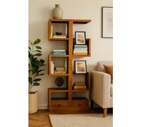 Marblechic - Bibliothèque artisanale en bois massif de teck 80 x 35 x 180 cm - Style moderne ethnique