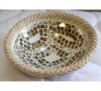 Marblechic - Boîte à bijoux ou vide Poches en terre cuite et mosaïque de verre rond 19 x 6 cm