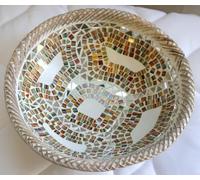 Marblechic - Boîte à bijoux ou vide Poches en terre cuite et mosaïque de verre rond 30 x 9 cm
