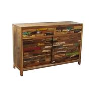 Marblechic - Buffet industriel bois recyclé coloré avec portes 80 x 120 x 40 cm