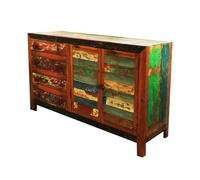 Marblechic - Buffet industriel bois recyclé portes et tiroirs cm H 90 x 150 x 45 cm