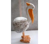 Marblechic - Sculpture d'un pélican en bois et noix de coco de 33 x 12 x 62 cm de mer peinte