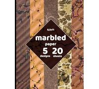 Marbled Paper for Bookbinding: 20 Sheets Cream, Brown Vintage Marble Paper for Book Making, Scrapbooking, Endpapers - 5 Designs - 4 Sheets / Design - 8.5" x 11"