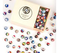 MARBLEFLAGS - Collection complète de 115 billes Small World Collection | Drapeaux du monde | 16 mm Idéal pour les circuits et courses de cinéma