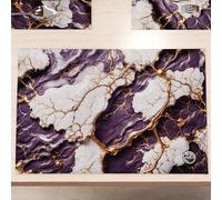 MARBLELIZED Lot de 2 Sets de Table en Tissu Effet marbre Violet (30 x 45 cm) - élégants, Parfaits pour Le Petit-déjeuner, Le déjeuner et Le dîner, idée Cadeau, 100% fabriqué en Italie