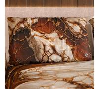 MARBLELIZED Lot de 2 taies d'oreiller de lit, 50 x 80 cm, imprimées, taies d'oreiller, 2 taies d'oreiller élégantes, effet marbre marron, idée cadeau, 100 % fabriquée en Italie