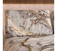 MARBLELIZED Lot de 2 taies d'oreiller de lit, 50 x 80 cm, imprimées, taies d'oreiller, 2 taies d'oreiller élégantes, Effet marbre, Gris Clair, idée Cadeau, 100% fabriqué en Italie