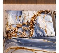 MARBLELIZED Lot de 2 taies d'oreiller de lit, 50 x 80 cm, imprimées, taies d'oreiller, 2 taies d'oreiller élégantes, Effet marbre Lilas, idée Cadeau, 100% fabriquée en Italie