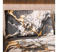 MARBLELIZED Lot de 2 taies d'oreiller de lit, 50 x 80 cm, imprimées, taies d'oreiller, 2 taies d'oreiller élégantes, Effet marbre Gris foncé, idée Cadeau, 100% fabriqué en Italie