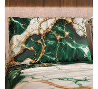 MARBLELIZED Lot de 2 taies d'oreiller de lit, 50 x 80 cm, imprimées, taies d'oreiller, 2 taies d'oreiller élégantes, Effet marbre émeraude, idée Cadeau, 100% fabriquée en Italie