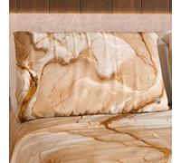 MARBLELIZED Lot de 2 taies d'oreiller de lit, 50 x 80 cm, imprimées, taies d'oreiller, 2 taies d'oreiller élégantes, Effet marbre Beige, idée Cadeau, 100% fabriquée en Italie