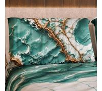 MARBLELIZED Lot de 2 taies d'oreiller pour lit 50 x 80 cm imprimées Avant/arrière, taies d'oreiller, 2 taies d'oreiller élégantes, Effet marbre Bleu, idée Cadeau, 100% fabriquée en Italie