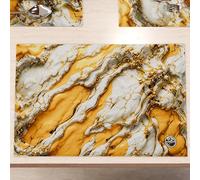 MARBLELIZED Lot de 6 Sets de Table américains lavables en Tissu Effet marbre Jaune (30 x 45 cm) - Élégant, idéal pour Le Petit-déjeuner, Le déjeuner et Le dîner, idée Cadeau, 100% fabriqué en Italie
