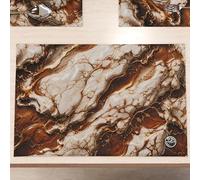MARBLELIZED Lot de 6 Sets de Table en Tissu Effet marbre Marron (30 x 45 cm) élégants, Parfaits pour Le Petit-déjeuner, Le déjeuner et Le dîner, idée Cadeau, 100% fabriqué en Italie