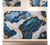 MARBLELIZED - Sets de Table américains lavables en Tissu Effet marbre Bleu, Lot de 2 (30 x 45 cm) - Élégant, idéal pour Le Petit-déjeuner, Le déjeuner et Le dîner, idée Cadeau, 100% fabriqué en