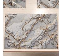 MARBLELIZED - Sets de Table américains lavables en Tissu Effet marbre Gris Clair, Lot de 2 (30 x 45 cm) - Élégant, idéal pour Le Petit-déjeuner, Le déjeuner et Le dîner, idée Cadeau, 100% fabriquée