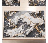 MARBLELIZED - Sets de Table américains lavables en Tissu Effet marbre Gris foncé, Lot de 2 (30 x 45 cm) - Élégant, idéal pour Le Petit-déjeuner, Le déjeuner et Le dîner, idée Cadeau, 100% fabriquée