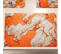MARBLELIZED - Sets de Table américains lavables en Tissu Effet marbre Orange, Lot de 2 (30 x 45 cm) - Élégant, idéal pour Le Petit-déjeuner, Le déjeuner et Le dîner, idée Cadeau, 100% fabriqué en